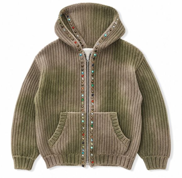 Custom Beaded Knit Hooded Cardigan Wholesale