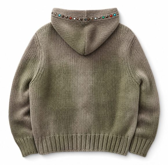 Custom Beaded Knit Hooded Cardigan Wholesale