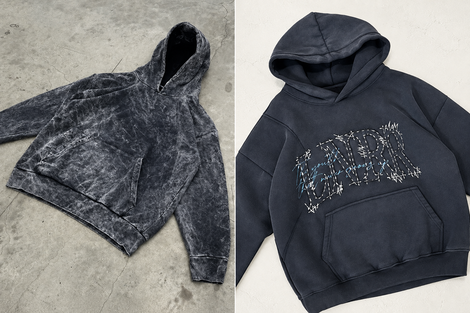 Vintage-style streetwear garments developed by INFULLSAIL