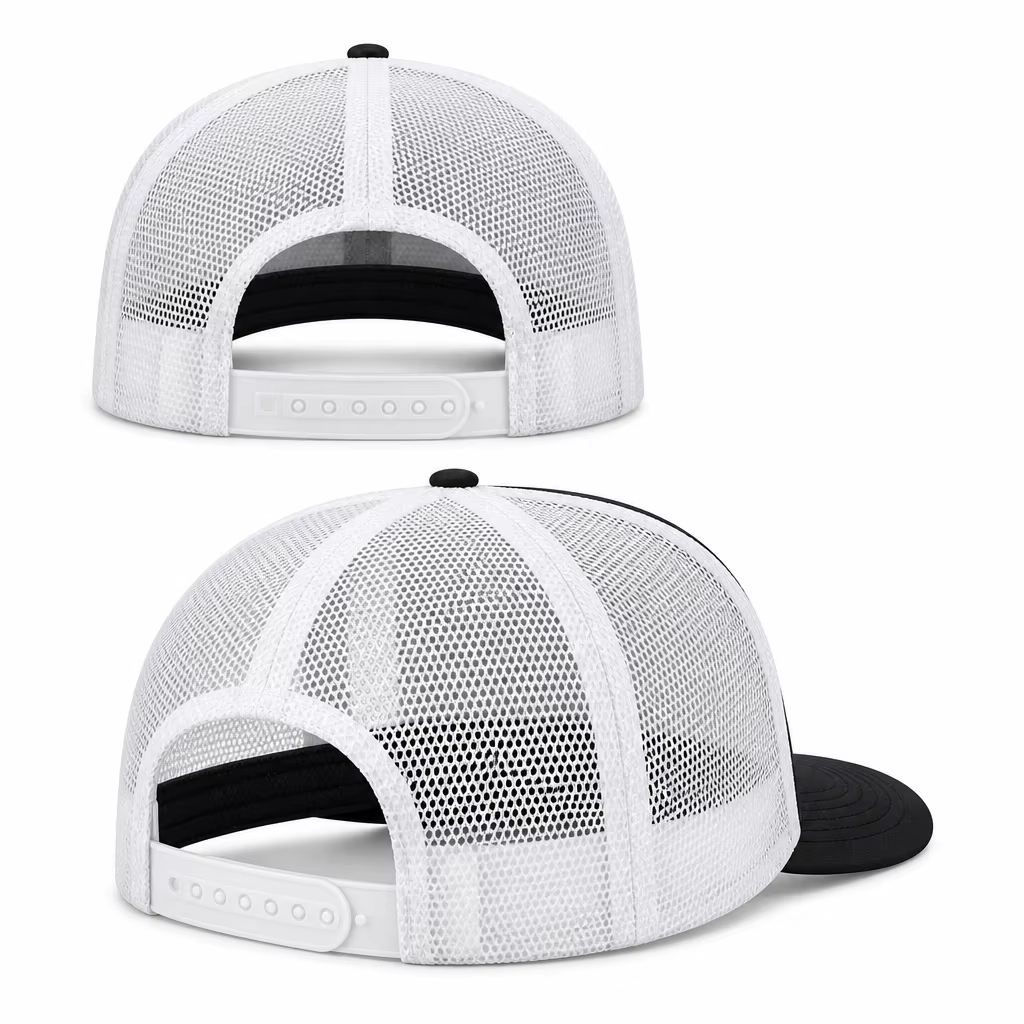 Custom Embroidered Yacht Trucker Cap Black White wholesale