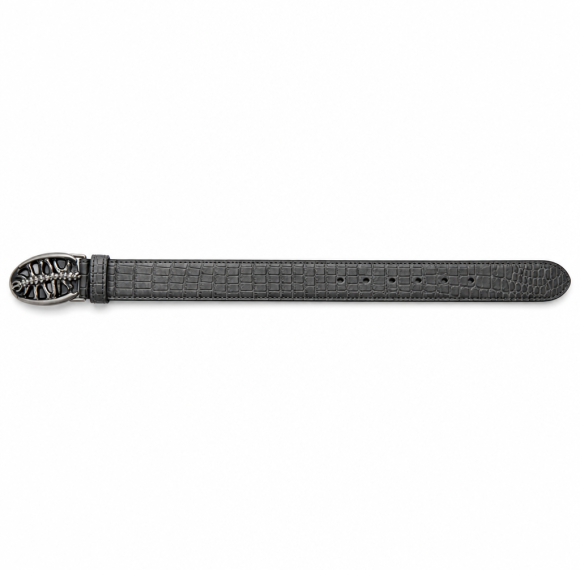 Custom Crocodile Embossed Belt with Skull Buckle