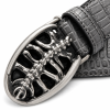 Custom Crocodile Embossed Belt with Skull Buckle