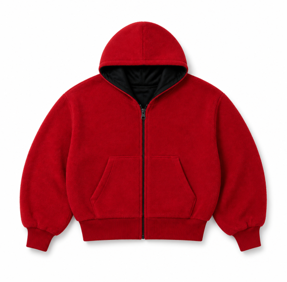 Custom Reversible Black Red Hooded Bomber Jacket Wholesale