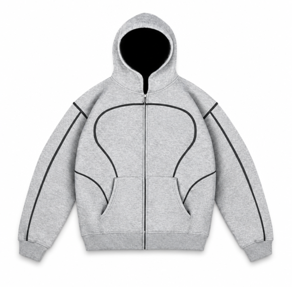 Custom Light Grey Zip-Up Hoodie Wholesale