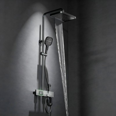 Wholesale Grey Thermostatic Exposed Shower Set with LED Display OEM Factory