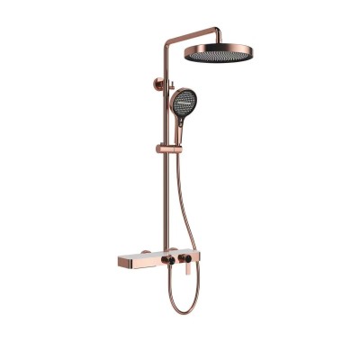 Wholesale Rose Gold Exposed Shower Set with Storage Shelf OEM Factory
