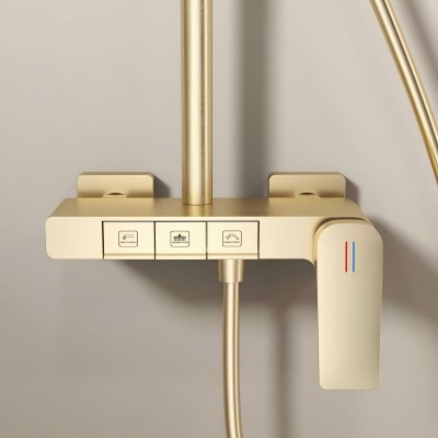 Wholesale Brushed Gold Exposed Shower Set with Piano Buttons OEM Supplier