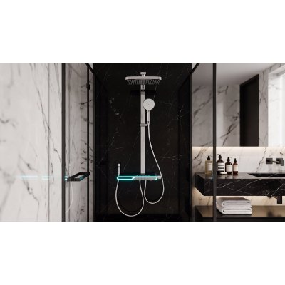 Chrome Multifunction Thermostatic Shower System Manufacturer with LED Lighting