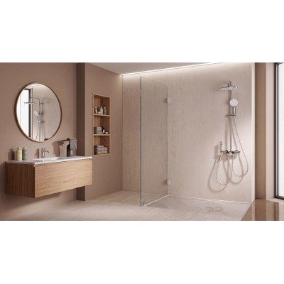 Chrome Four-Function Thermostatic Exposed Shower System with Temperature Display