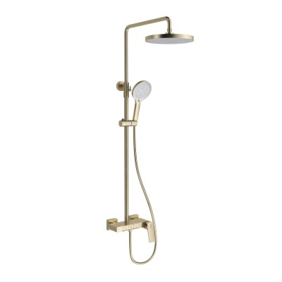 Brushed Gold Three-Function Exposed Shower System with Piano Key Controls