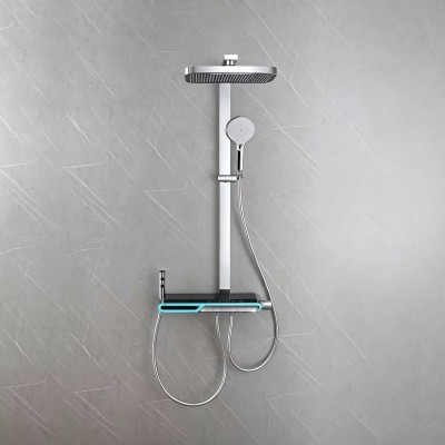 Chrome Thermostatic Rain Shower System Manufacturer with LED Lighting