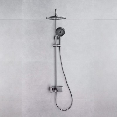 Grey Wall Mounted Shower System Supplier with Compact Exposed Valve