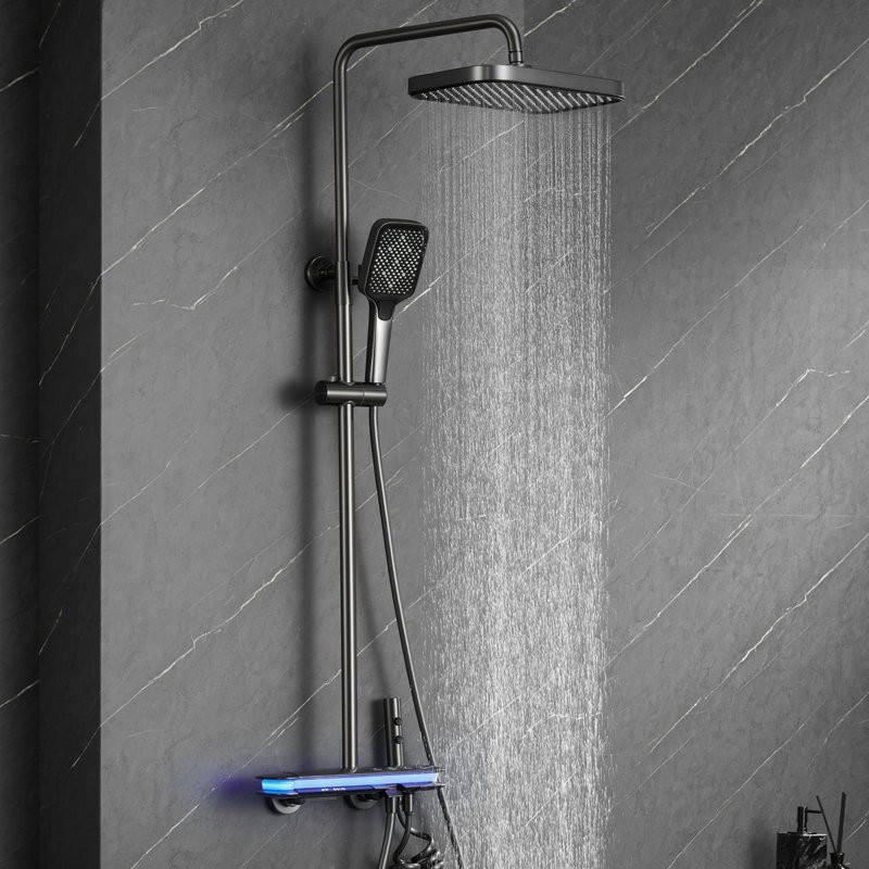 Grey thermostatic exposed shower system