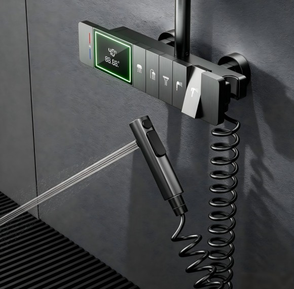 Intelligent Thermostatic Temperature Control | Grey | Exposed Shower System | Supplier for Bathroom Projects