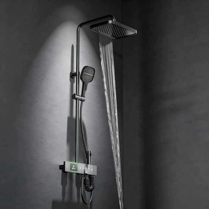 Intelligent Thermostatic Temperature Control | Grey | Exposed Shower System | Supplier for Bathroom Projects