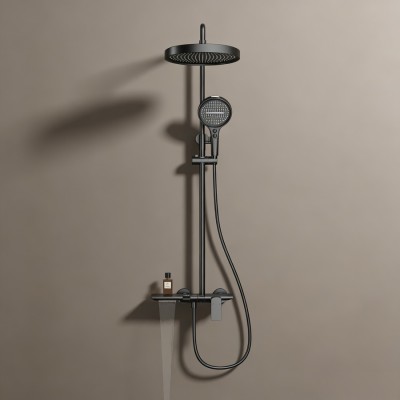 Minimalist Black Design | Black | Exposed Shower System | Supplier for Bathroom Projects