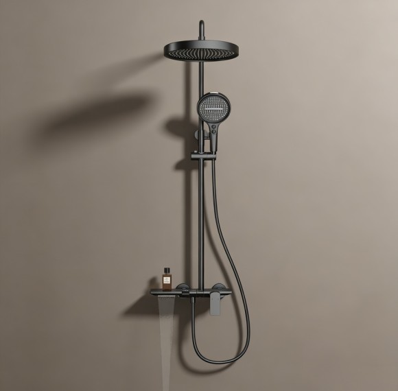Minimalist Black Design | Black | Exposed Shower System | Supplier for Bathroom Projects