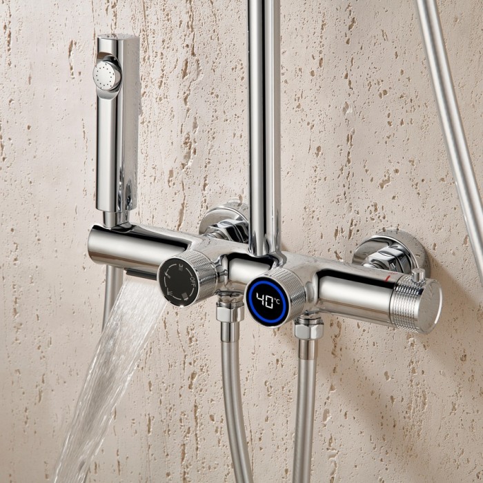 Classic Cylindrical Design | Chrome | Exposed Shower System | Supplier for Bathroom Projects