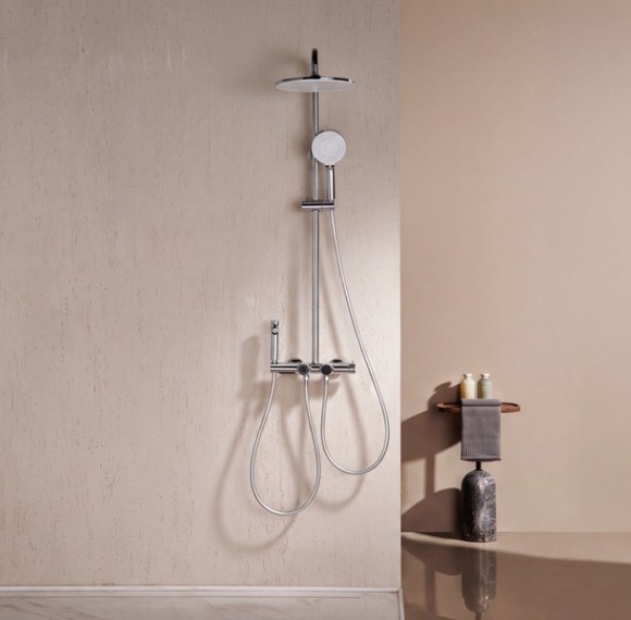 Classic Cylindrical Design | Chrome | Exposed Shower System | Supplier for Bathroom Projects