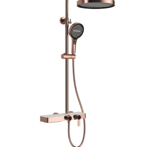 Premium Rose Gold PVD Finish Creates Designer Bathroom Style | Shiny Rose Gold | Exposed Shower System | Supplier for Bathroom Projects
