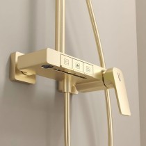 Piano Button Control Creates Premium Shower Experience | Brushed Gold | Exposed Shower System | Supplier for Bathroom Projects
