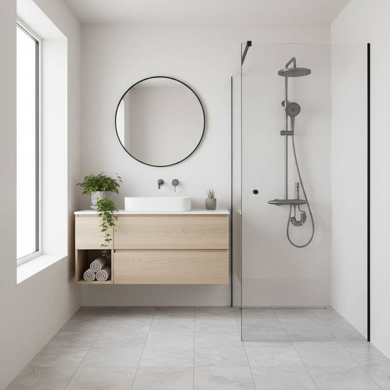 Exposed brass shower structure