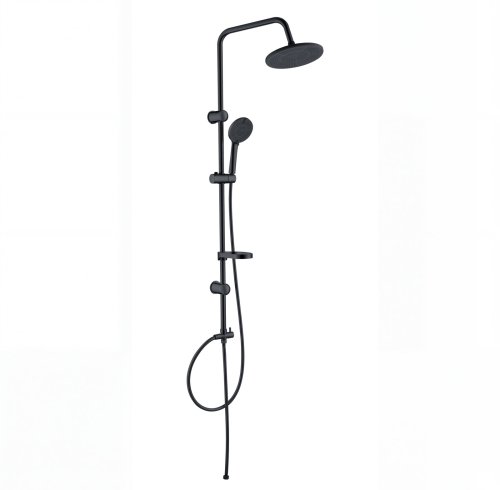 Matte Black Exposed Shower System Supplier with Rainfall and Handheld Spray