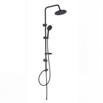 Matte Black Exposed Shower System Supplier with Rainfall and Handheld Spray