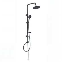 Matte Black Exposed Shower System Supplier with Rainfall and Handheld Spray