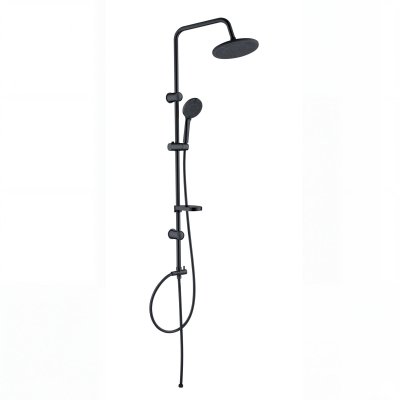 Matte Black Exposed Shower System Supplier with Rainfall and Handheld Spray