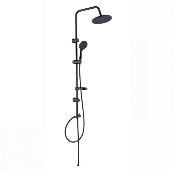 Matte Black Exposed Shower System Supplier with Rainfall and Handheld Spray