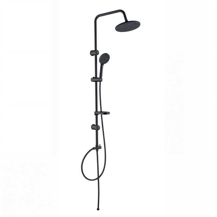 Matte Black Exposed Shower System Supplier with Rainfall and Handheld Spray