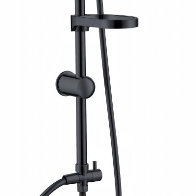 Matte Black Exposed Shower System Supplier with Rainfall and Handheld Spray