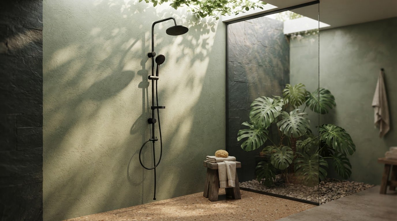 Matte Black Exposed Shower System Supplier with Rainfall and Handheld Spray
