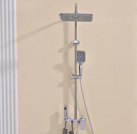 4-Way Chrome Exposed Shower System with Bidet Sprayer | Wholesale Supplier for Bathrooms