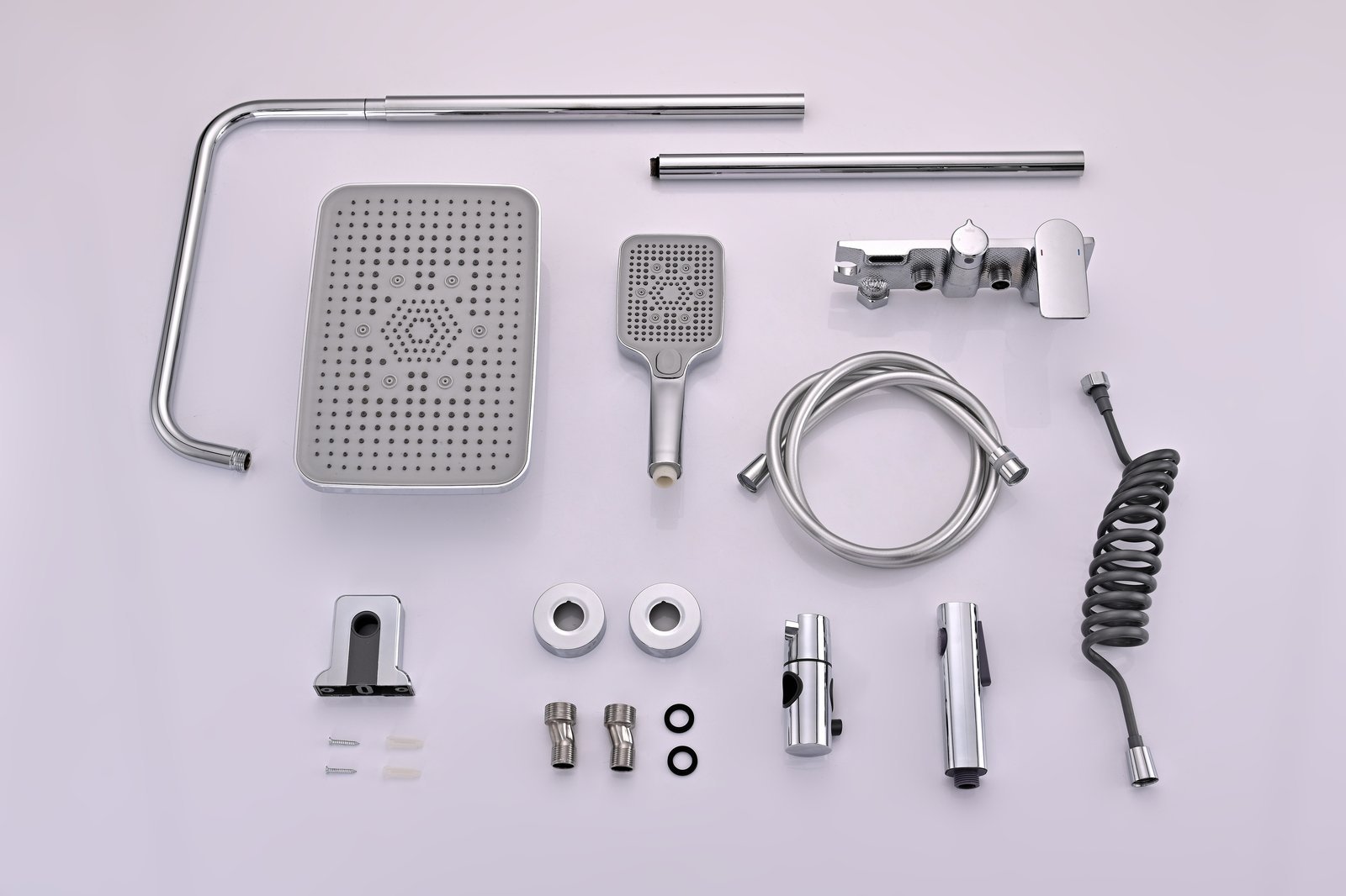 4-in-1 Square Shower System with Four Water Modes