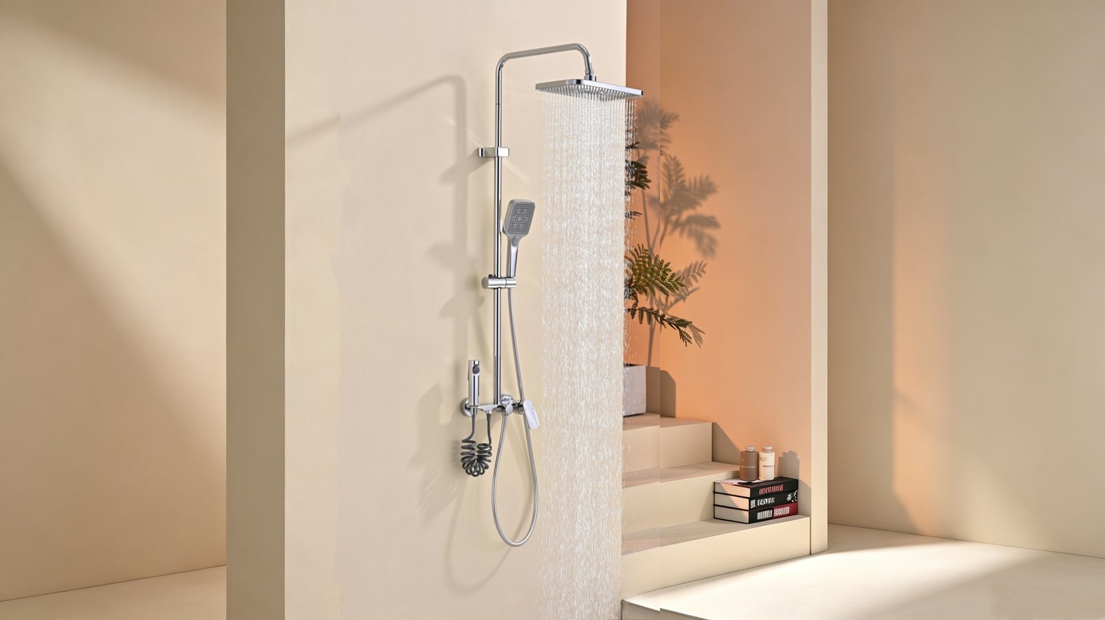 4-Way Chrome Exposed Shower System with Bidet Sprayer | Wholesale Supplier for Bathrooms