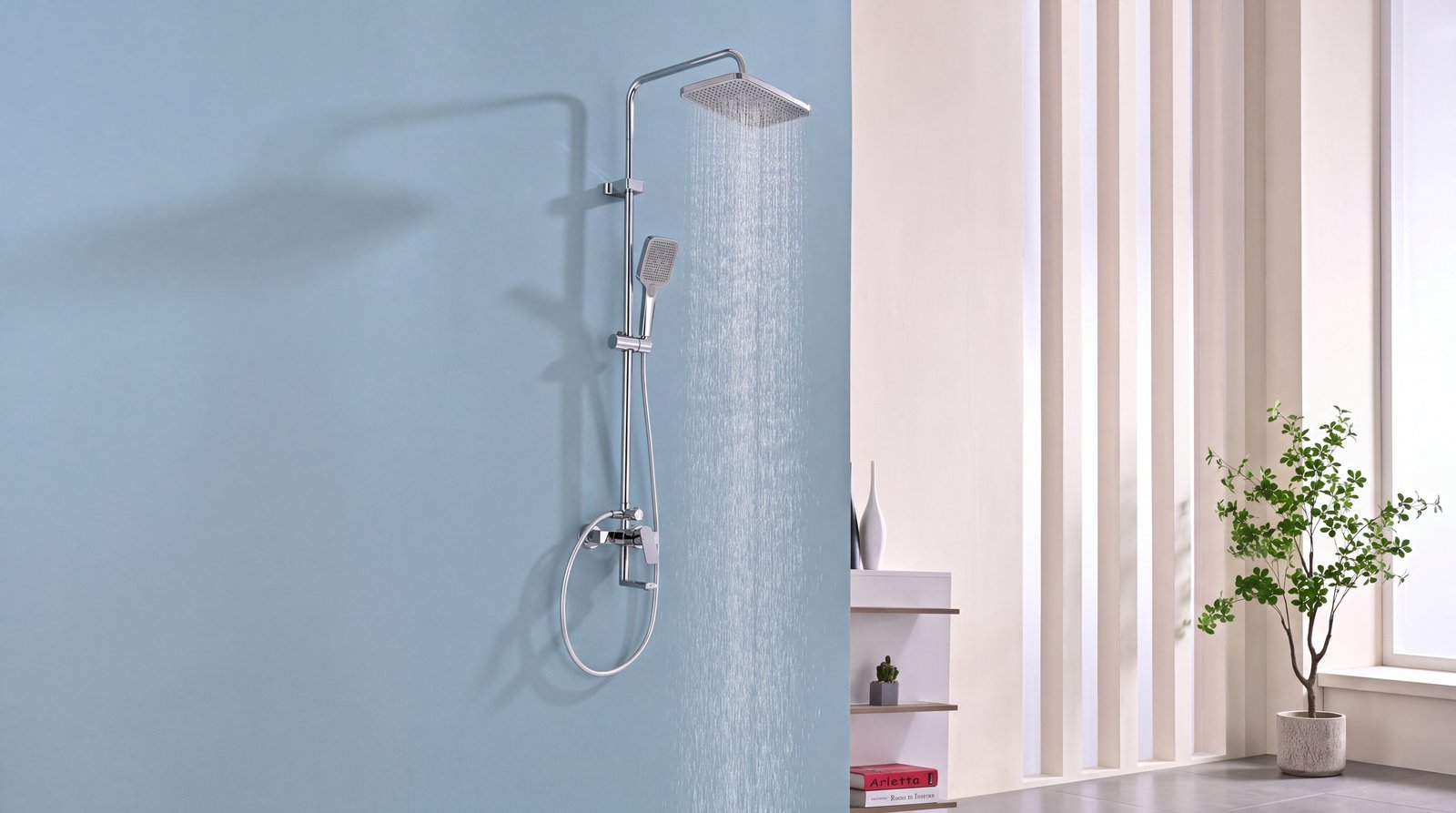 Chrome Exposed Shower System with Bottom Spout | Home and Hotel Projects Supplier