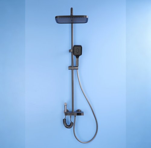 Grey 4-Way Exposed Shower System with Digital Display and Piano Keys | Wholesale Supplier