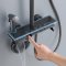 Grey Waterfall Exposed Shower System with Glass Shelf and LED Display Wholesale Supplier