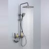 Grey Waterfall Shower System with Glass Shelf and Multi-Spray Handheld Wholesale Supplier