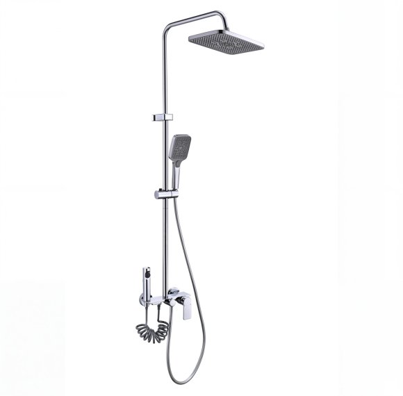 4-Way Chrome Exposed Shower System with Bidet Sprayer | Wholesale Supplier for Bathrooms
