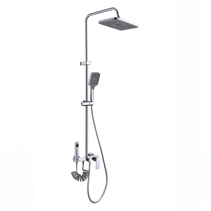 4-Way Chrome Exposed Shower System with Bidet Sprayer | Wholesale Supplier for Bathrooms