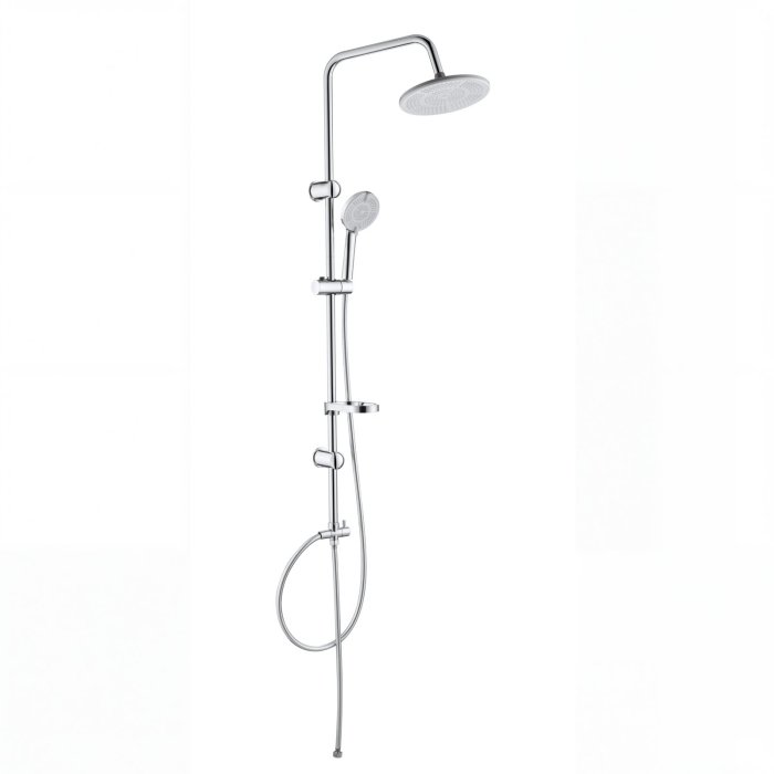 Chrome Exposed Shower System with Soap Shelf | Wholesale Supplier for Bathroom Projects