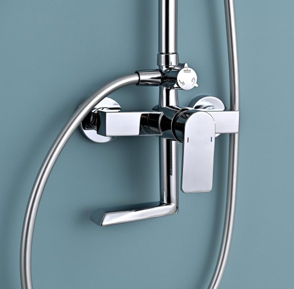 Chrome Exposed Shower System with Bottom Spout | Home and Hotel Projects Supplier