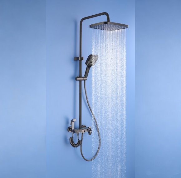Grey 4-Way Exposed Shower System with Digital Display and Piano Keys | Wholesale Supplier