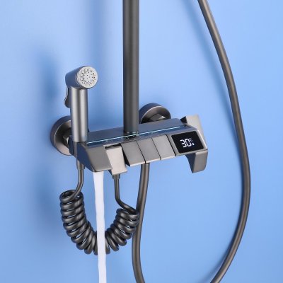 Grey 4-Way Exposed Shower System with Digital Display and Piano Keys | Wholesale Supplier