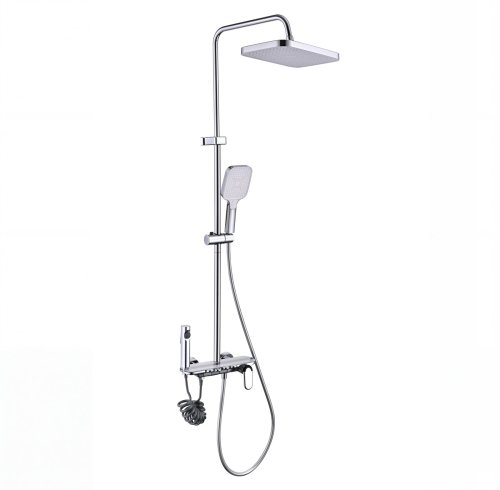 Chrome 4-Way Exposed Shower System with Piano Button Control Wholesale Supplier