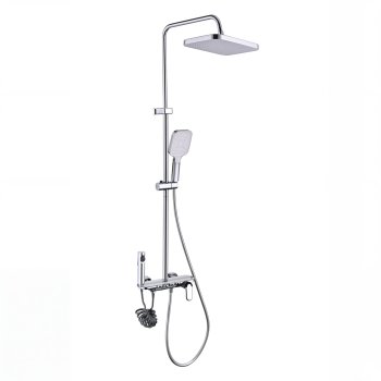 Chrome 4-Way Exposed Shower System with Piano Button Control Wholesale Supplier