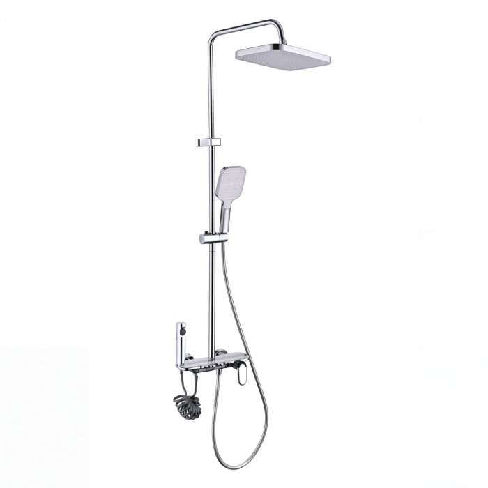 Chrome 4-Way Exposed Shower System with Piano Button Control Wholesale Supplier